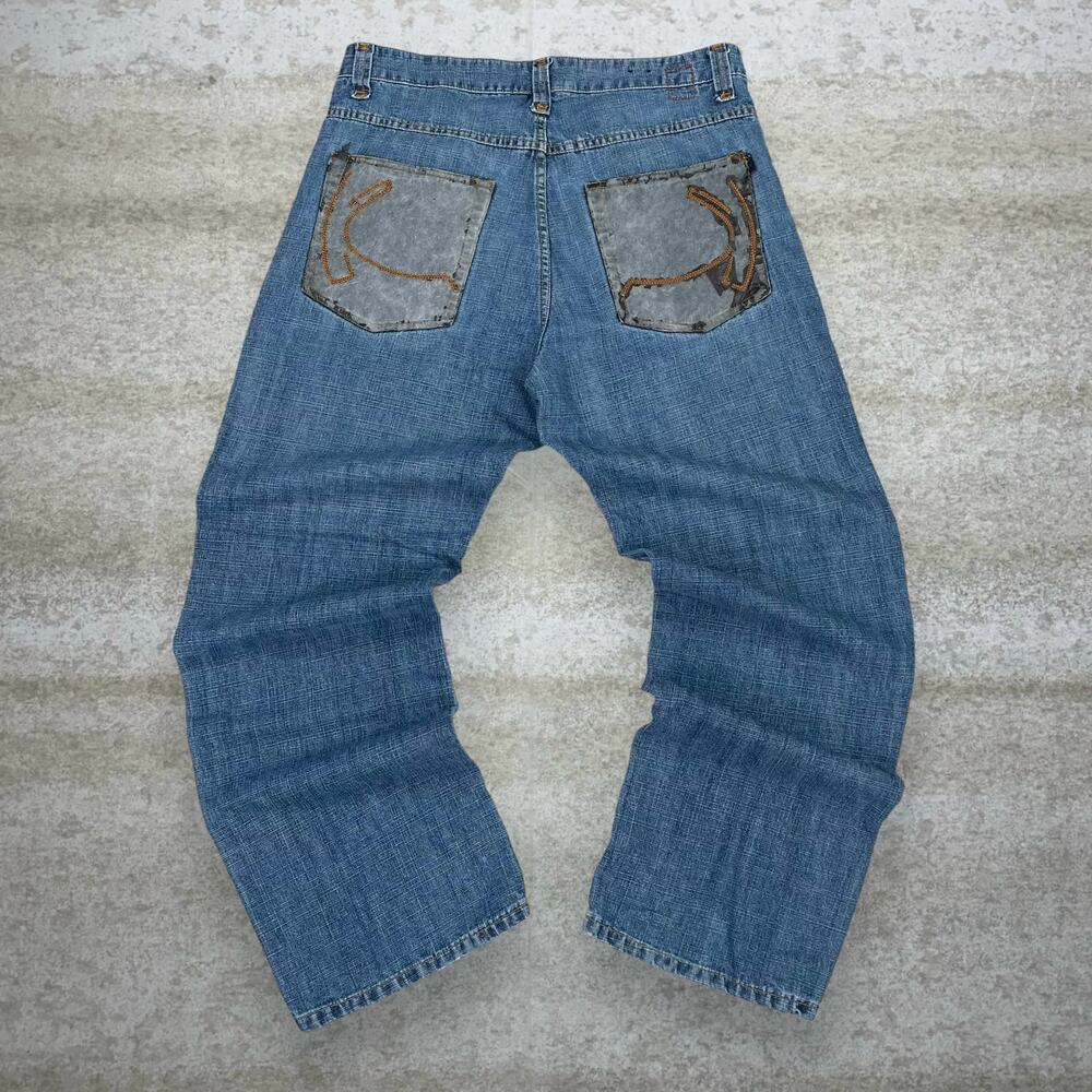 Vintage Y2K Kani Skater Jeans 36x34 Baggy Wide Leg Medium Wash Denim Embroidered